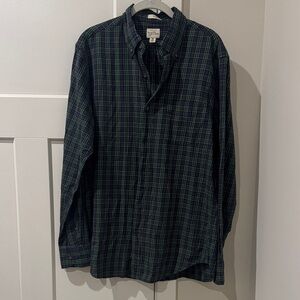 J Crew Men’s Dark Green Plaid Button Down Shirt